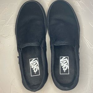 VANS Platform Slip-Ons — Black Canvas — Size 6.5
